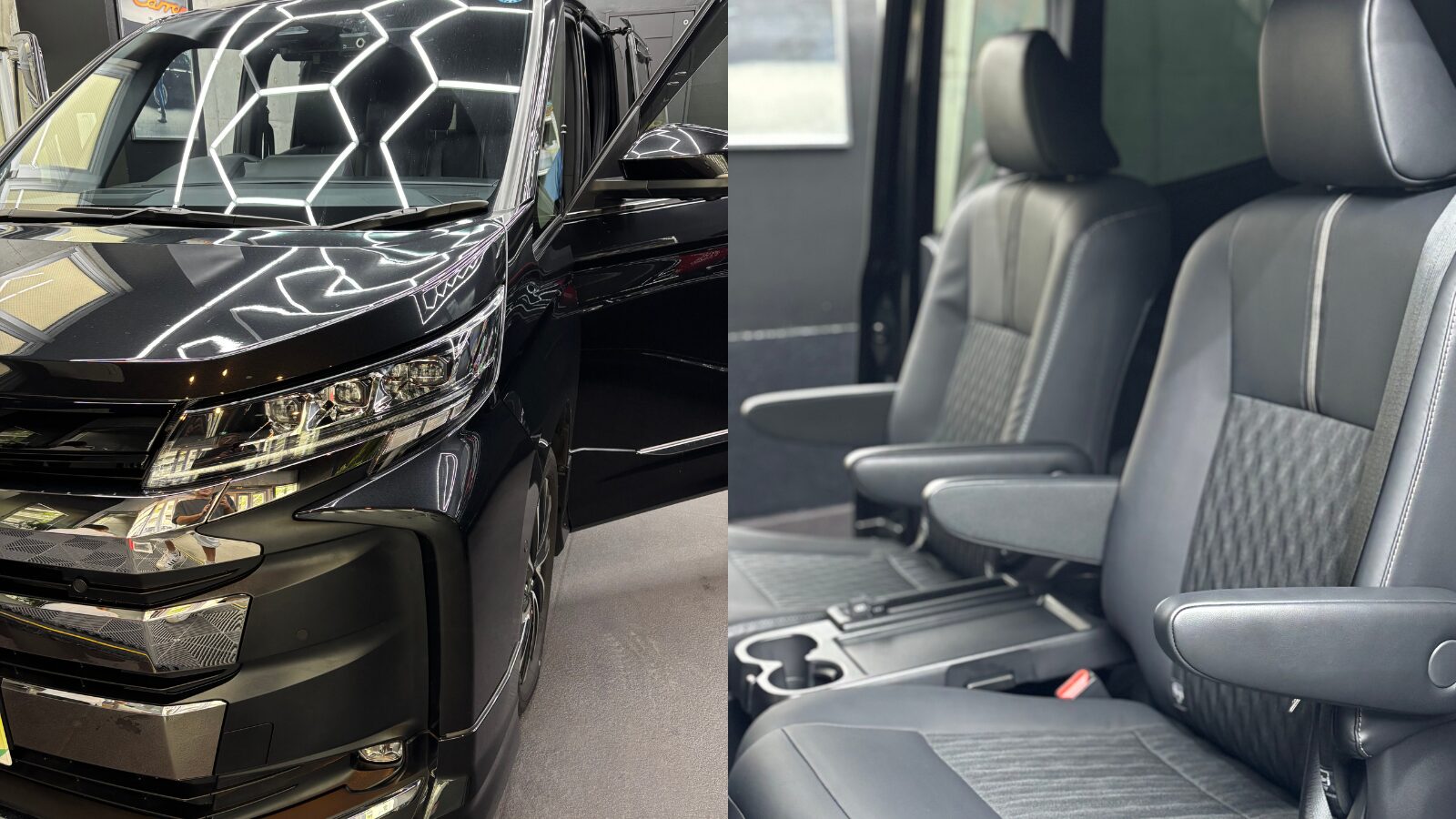 TOYOTA NOAH ブラックの内装シートにコーティング施工|合成皮革・ファブリックを保護|横浜市青葉区 TMD Store