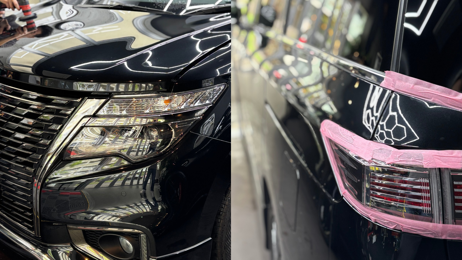 NISSAN ELGRAND ミッドナイトブラックにLUXIA5
